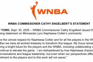 WNBA总裁回应科利尔炮轰:致力于推动发展 对她的言论感到遗憾