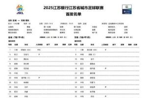  苏超四分之一决赛：盐城队VS无锡队首发阵容 无锡3名职业球员首发